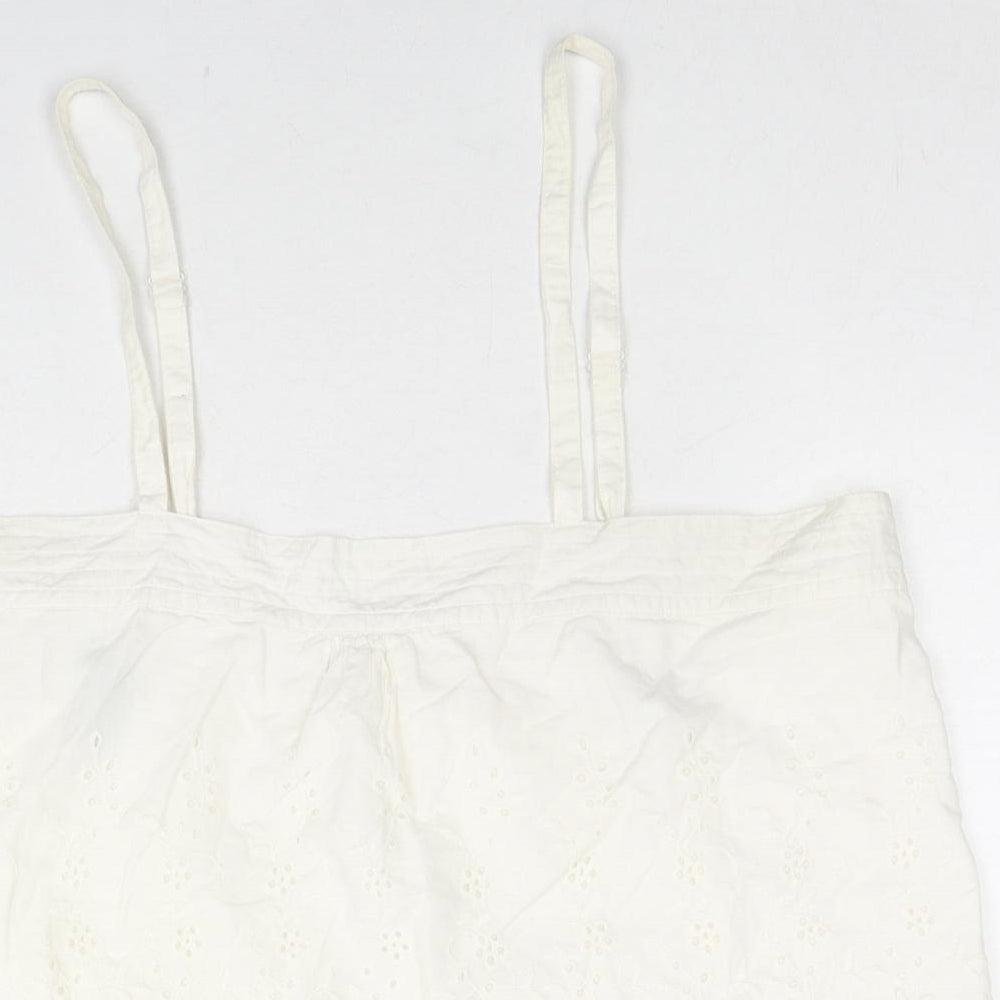 Balin Womens Ivory Floral Cotton Camisole Tank Size 16 Square Neck - Embroidered Flowers