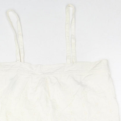 Balin Womens Ivory Floral Cotton Camisole Tank Size 16 Square Neck - Embroidered Flowers