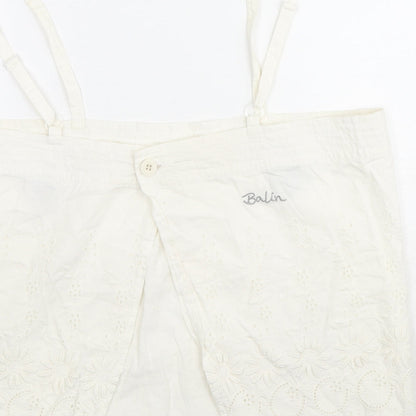 Balin Womens Ivory Floral Cotton Camisole Tank Size 16 Square Neck - Embroidered Flowers