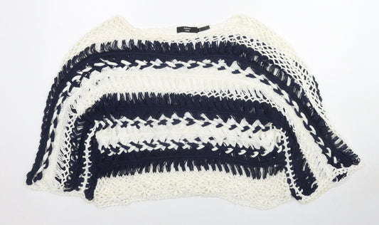 Joanna Hope Womens White Boat Neck Striped Acrylic Pullover Jumper Size 20 - Size 20-22
