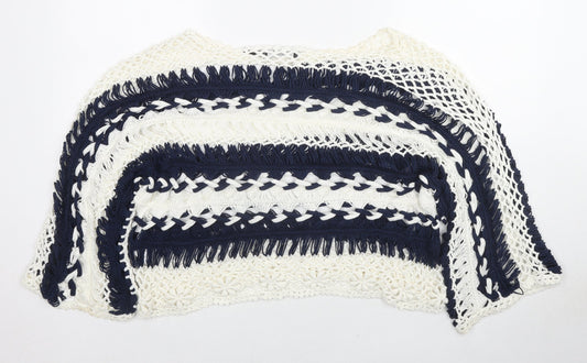 Joanna Hope Womens White Boat Neck Striped Acrylic Pullover Jumper Size 20 - Size 20-22