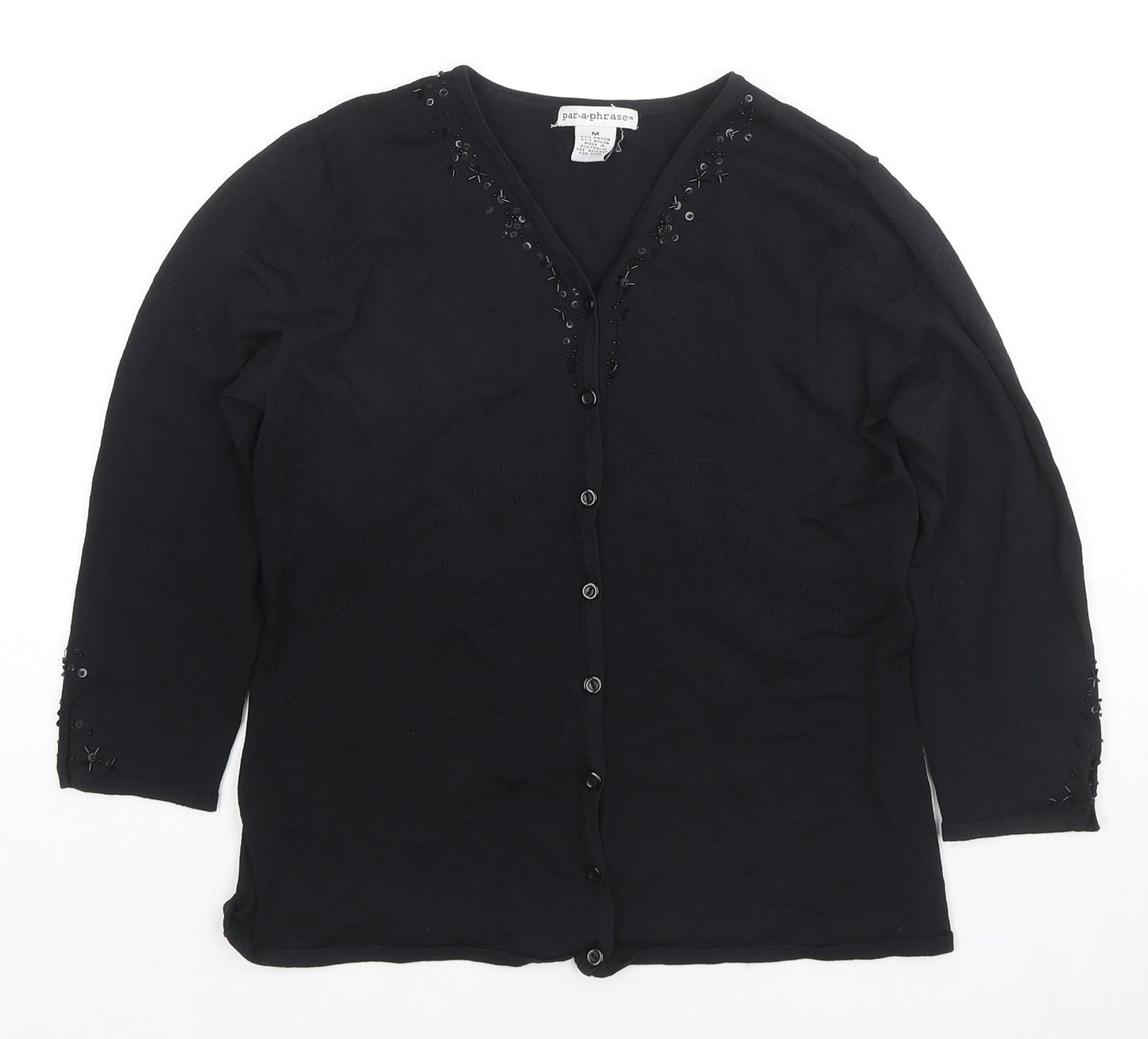 Womens UK Size M Paraphrase Black Cardigan Jumper