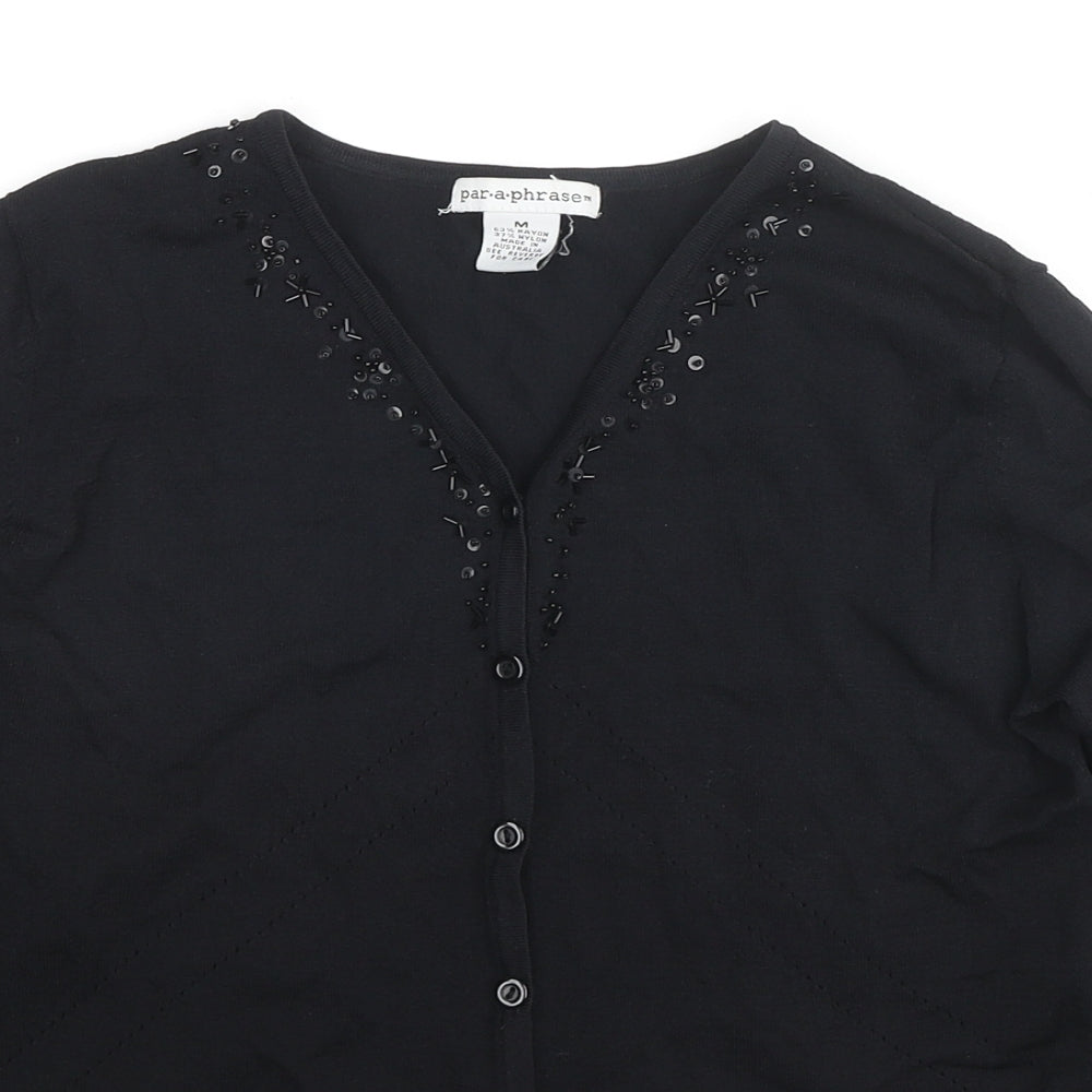Womens UK Size M Paraphrase Black Cardigan Jumper