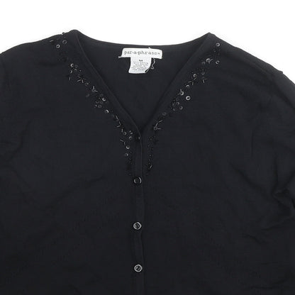 Womens UK Size M Paraphrase Black Cardigan Jumper