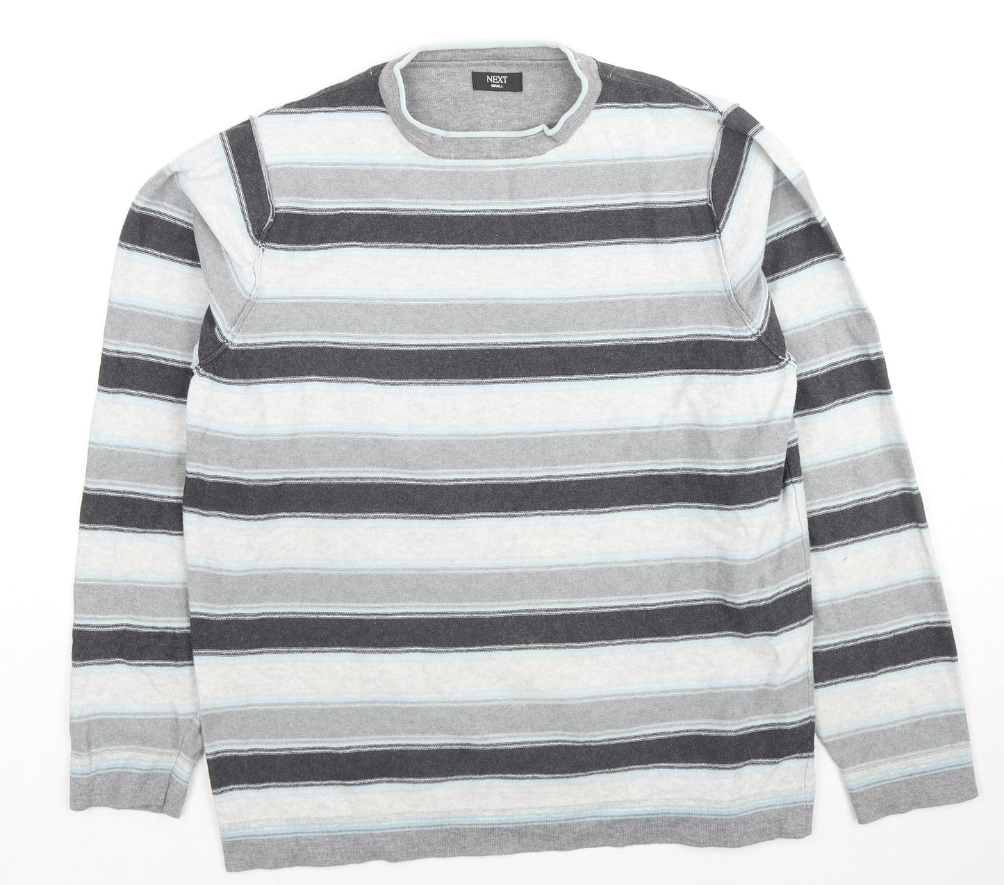 NEXT Mens Multicoloured Round Neck Striped Cotton Pullover Jumper Size S Long Sleeve