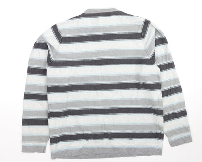 NEXT Mens Multicoloured Round Neck Striped Cotton Pullover Jumper Size S Long Sleeve