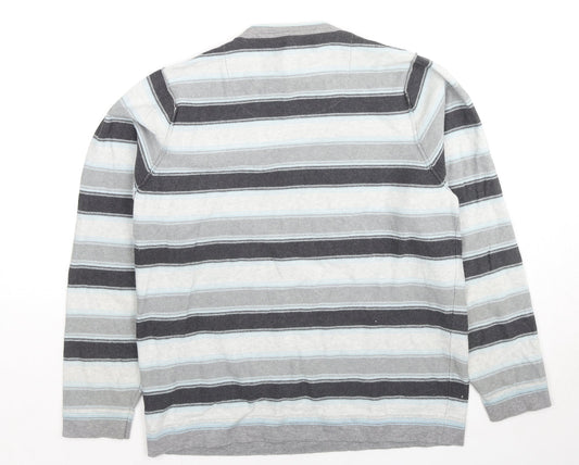 NEXT Mens Multicoloured Round Neck Striped Cotton Pullover Jumper Size S Long Sleeve