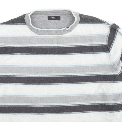 NEXT Mens Multicoloured Round Neck Striped Cotton Pullover Jumper Size S Long Sleeve