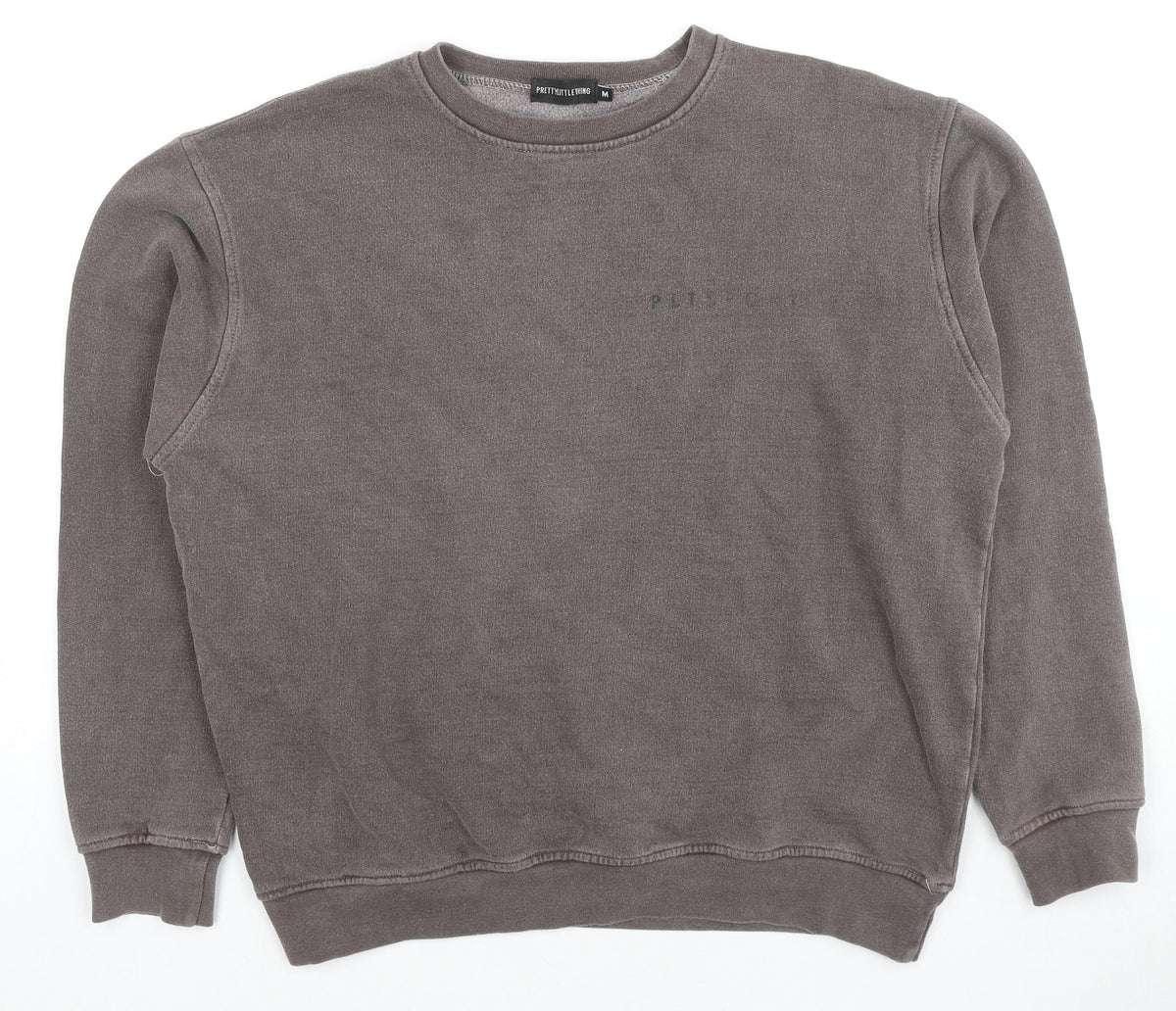 PRETTYLITTLETHING Womens Brown Cotton Pullover Sweatshirt Size M Pullover - Logo, Unisex