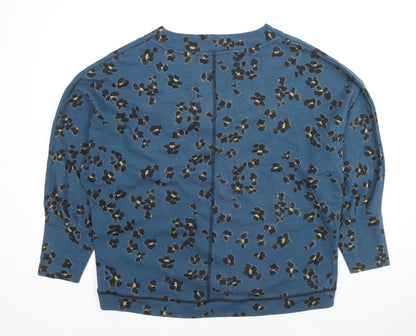 Thought Womens Blue Animal Print Cotton Pullover Sweatshirt Size 12 Pullover - Leopard Print