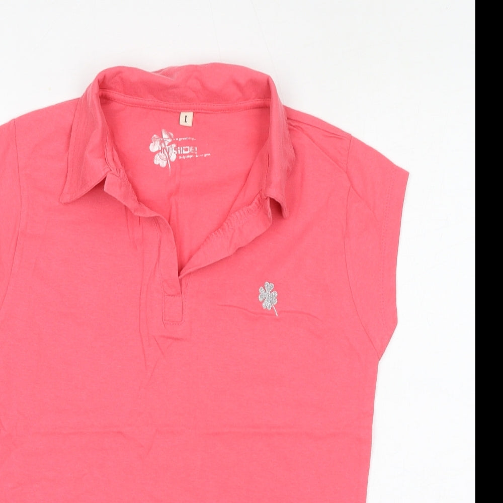Womens UK Size L INSIDE Pink Basic T-Shirt