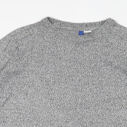 Divided by H&M Mens Grey Crew Neck Cotton Pullover Jumper Size S Long Sleeve