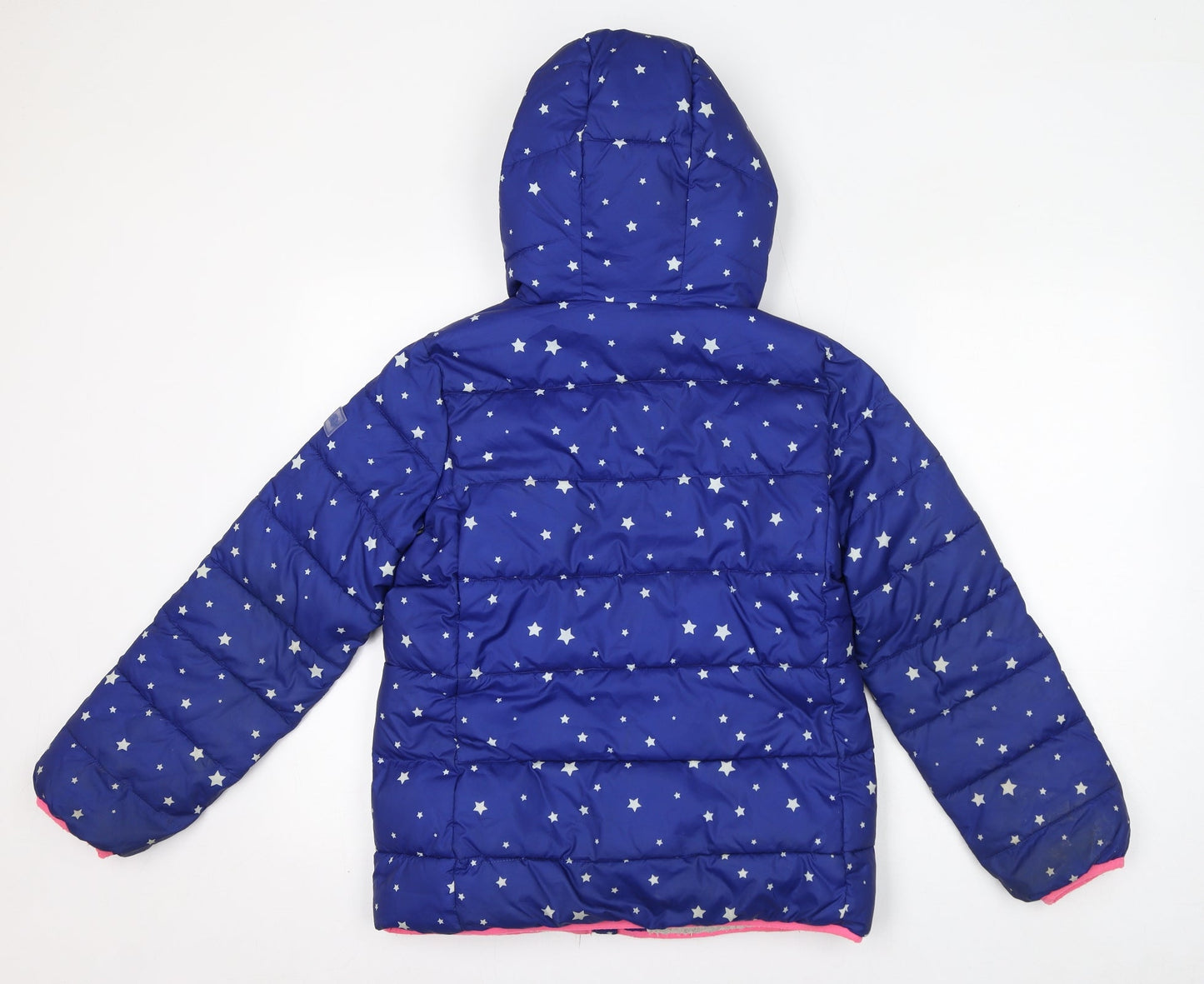 Gap Girls Blue Geometric Puffer Jacket Coat Size XL Zip - Stars, Fleece Lining, Hood
