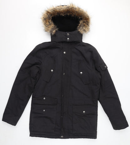 Womens UK Size S NEXT Black Parka Coat