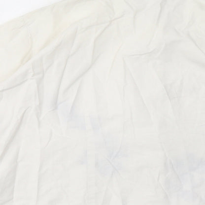 Casual Wear Womens White 100% Cotton Basic Button-Up Size 12 Collared - Embroidery