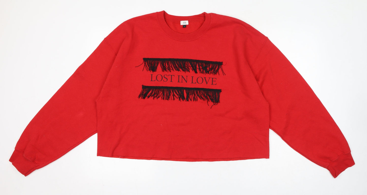 Womens UK Size M River Island Red Pullover Jumper