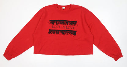Womens UK Size M River Island Red Pullover Jumper