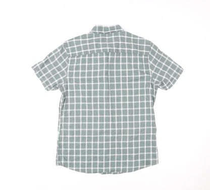 Red Herring Mens Green Check Cotton Button-Up Size M Round Neck Button