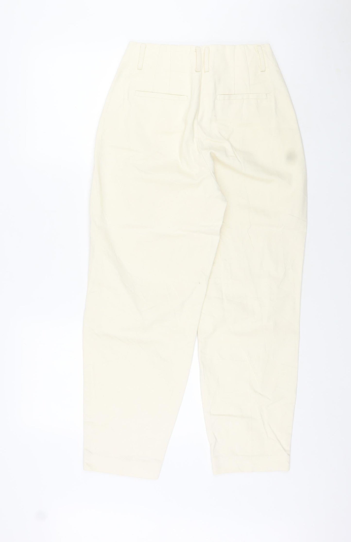 Mango Womens Ivory Cotton Carrot Trousers Size 6 L25 in Regular Zip