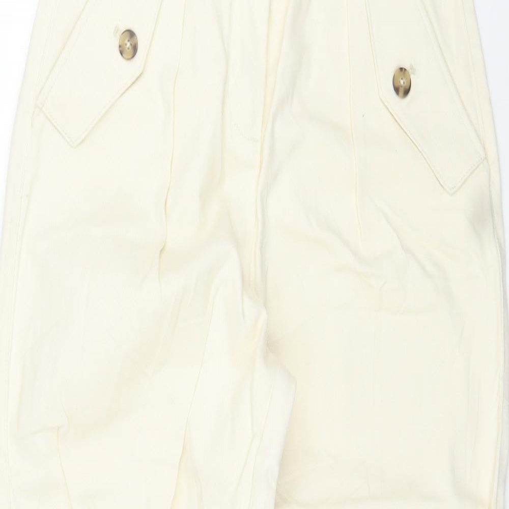 Mango Womens Ivory Cotton Carrot Trousers Size 6 L25 in Regular Zip