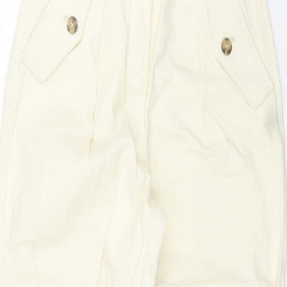 Mango Womens Ivory Cotton Carrot Trousers Size 6 L25 in Regular Zip