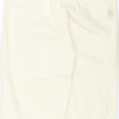 Mango Womens Ivory Cotton Carrot Trousers Size 6 L25 in Regular Zip