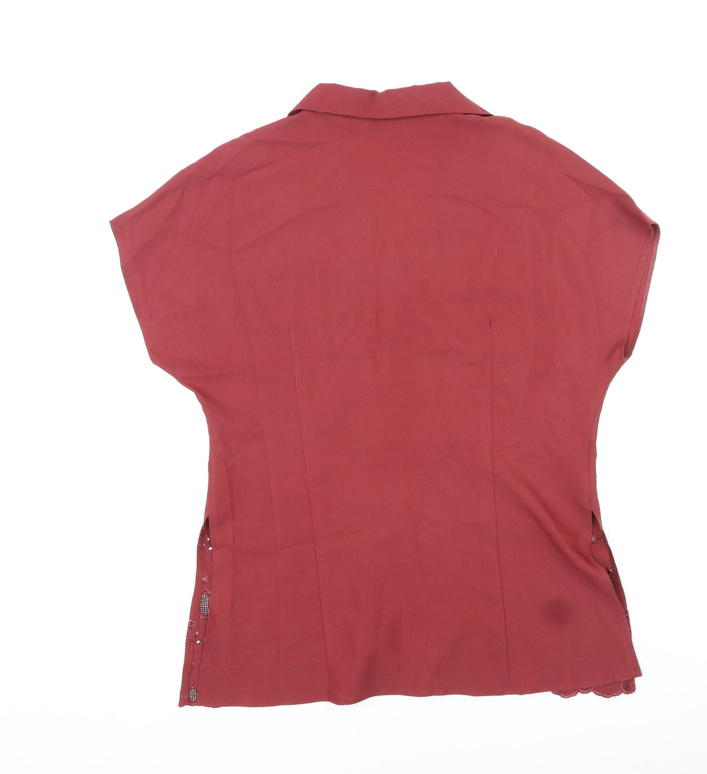 Womens UK Size 14 BHS Red Basic Button-Up