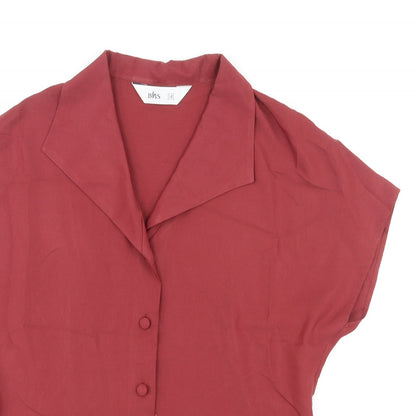 Womens UK Size 14 BHS Red Basic Button-Up