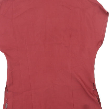 Womens UK Size 14 BHS Red Basic Button-Up