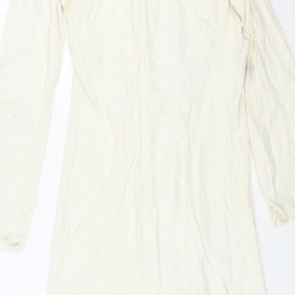 Zara Womens Ivory Viscose Maxi Size S Cowl Neck Zip - Chain Detail