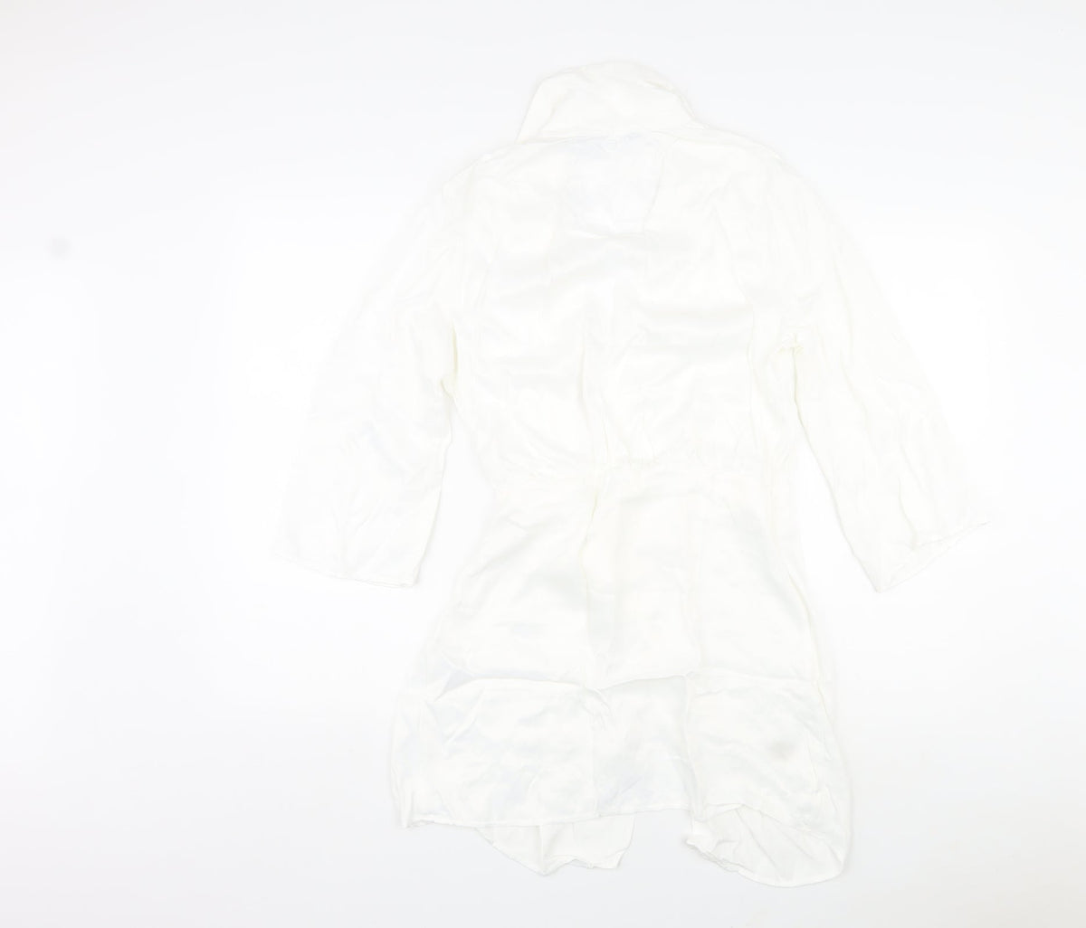 Zara Womens White Viscose A-Line Size S V-Neck Button