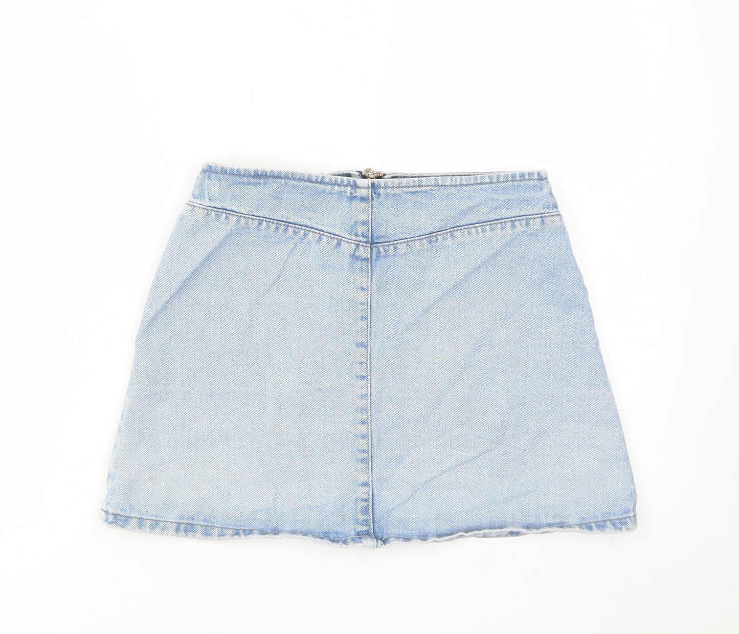 ASOS Womens Blue Cotton A-Line Skirt Size 8 Zip