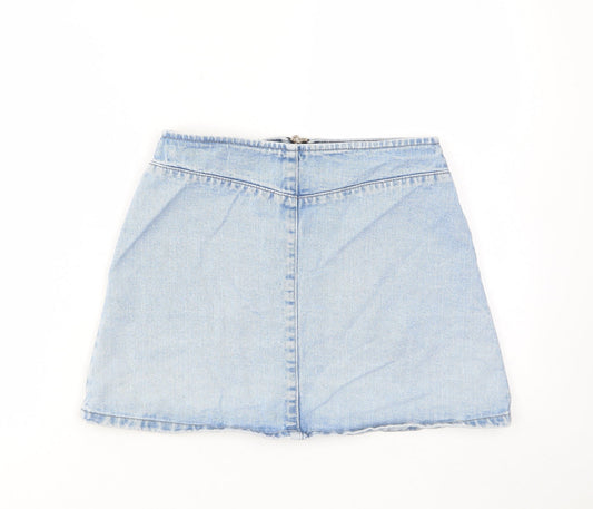ASOS Womens Blue Cotton A-Line Skirt Size 8 Zip