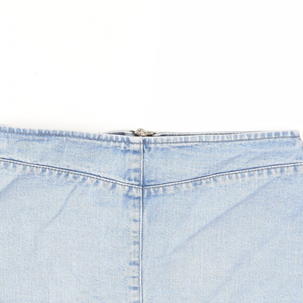 ASOS Womens Blue Cotton A-Line Skirt Size 8 Zip