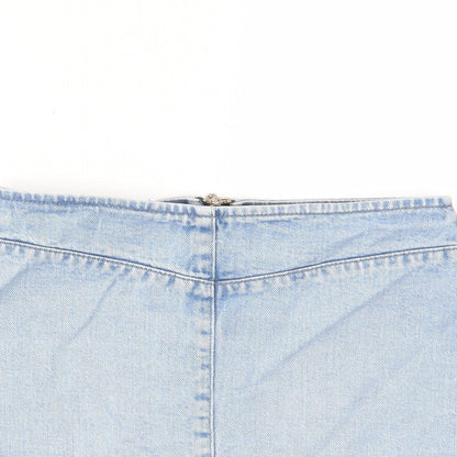 ASOS Womens Blue Cotton A-Line Skirt Size 8 Zip