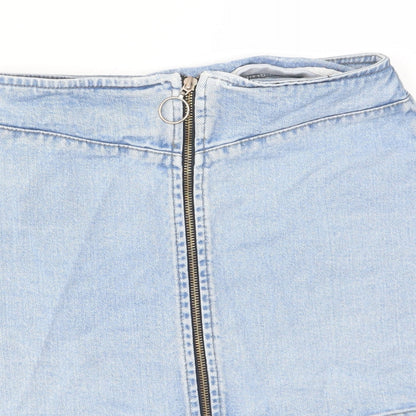 ASOS Womens Blue Cotton A-Line Skirt Size 8 Zip