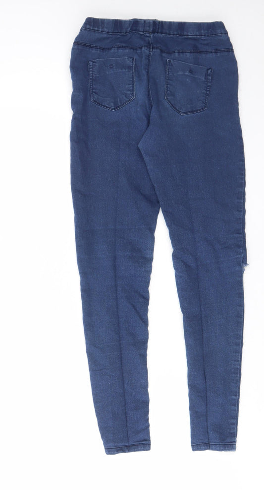 B.You Womens Blue Cotton Skinny Jeans Size 10 L27 in Regular - Open knee