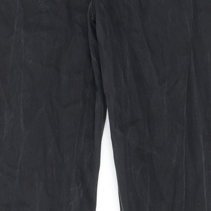 Marks and Spencer Mens Black Cotton Trousers Size 32 in L29 in Regular Zip - Pockets, Belt Loops