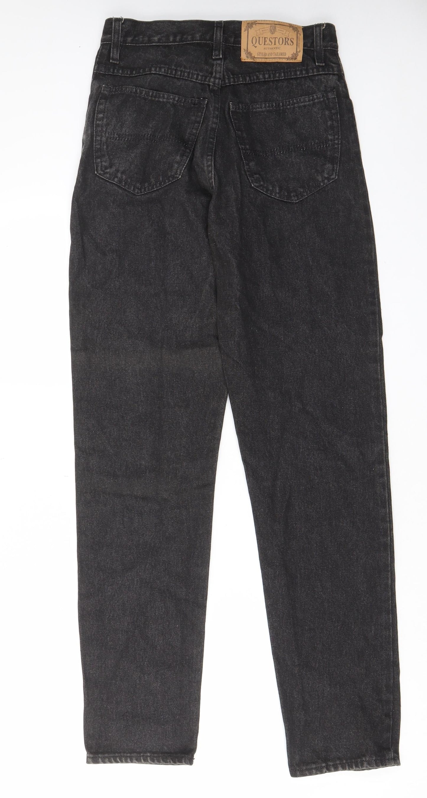 Questors Womens Black Cotton Straight Jeans Size 28 in L31 in Regular Zip - Pockets, Belt Loops