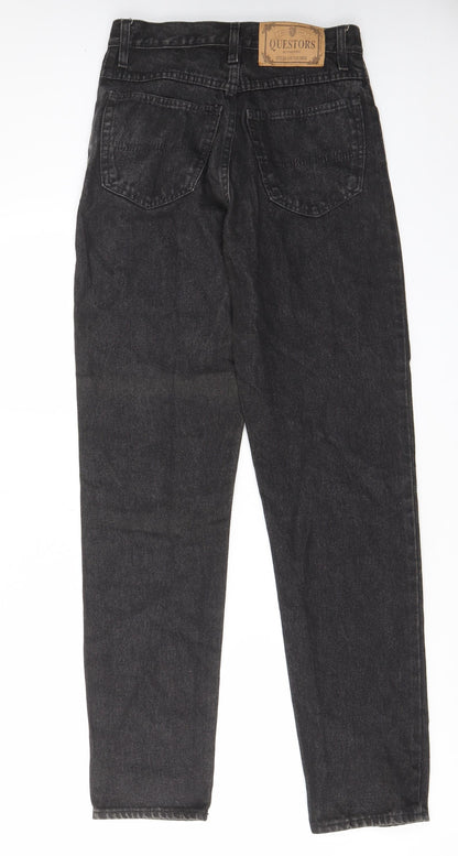 Questors Womens Black Cotton Straight Jeans Size 28 in L31 in Regular Zip - Pockets, Belt Loops