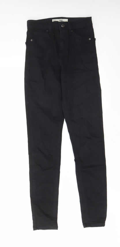 Topshop Womens Black Cotton Skinny Jeans Size 24 in L32 in Regular Zip - Pockets, Belt Loops