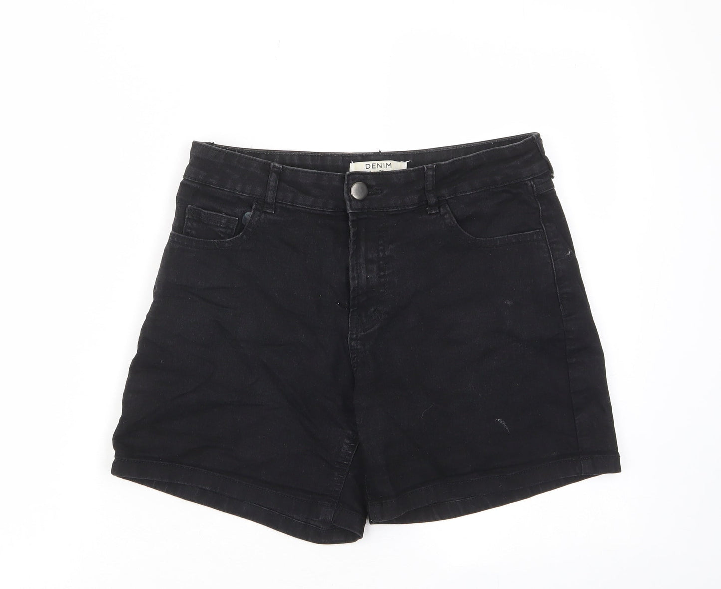 Dorothy Perkins Womens Black Cotton Bermuda Shorts Size 8 L5 in Regular Zip - Pockets, Belt Loops