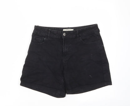 Dorothy Perkins Womens Black Cotton Bermuda Shorts Size 8 L5 in Regular Zip - Pockets, Belt Loops