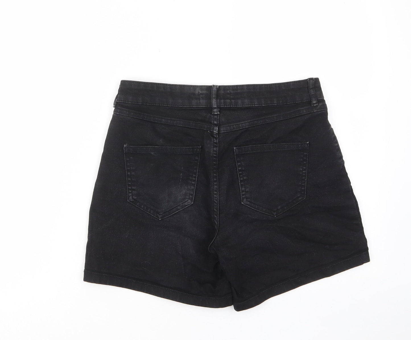 Dorothy Perkins Womens Black Cotton Bermuda Shorts Size 8 L5 in Regular Zip - Pockets, Belt Loops