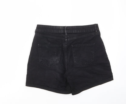 Dorothy Perkins Womens Black Cotton Bermuda Shorts Size 8 L5 in Regular Zip - Pockets, Belt Loops