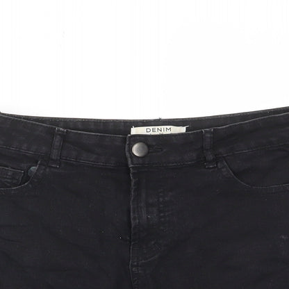 Dorothy Perkins Womens Black Cotton Bermuda Shorts Size 8 L5 in Regular Zip - Pockets, Belt Loops
