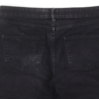 Dorothy Perkins Womens Black Cotton Bermuda Shorts Size 8 L5 in Regular Zip - Pockets, Belt Loops