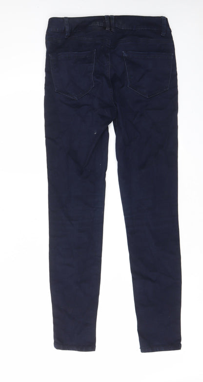 New Look Womens Blue Cotton Skinny Jeans Size 10 L29 in Regular Zip - Pockets, Belt Loops