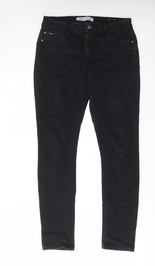 Paper + Stitch Womens Black Cotton Straight Jeans Size 30 in L29 in Regular Zip - Pockets, Belt Loops