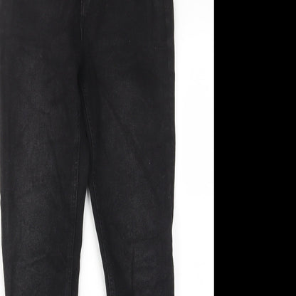 Denim & Co. Womens Black Cotton Skinny Jeans Size 10 L27 in Regular Zip - Pockets, Belt Loops, Ripped Knee